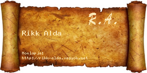 Rikk Alda névjegykártya